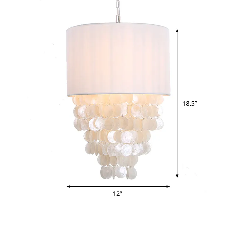 12"/18" Dia Drum Hanglampset Moderne Shell 4-lichts witte hangende hanglamp Clearhalo