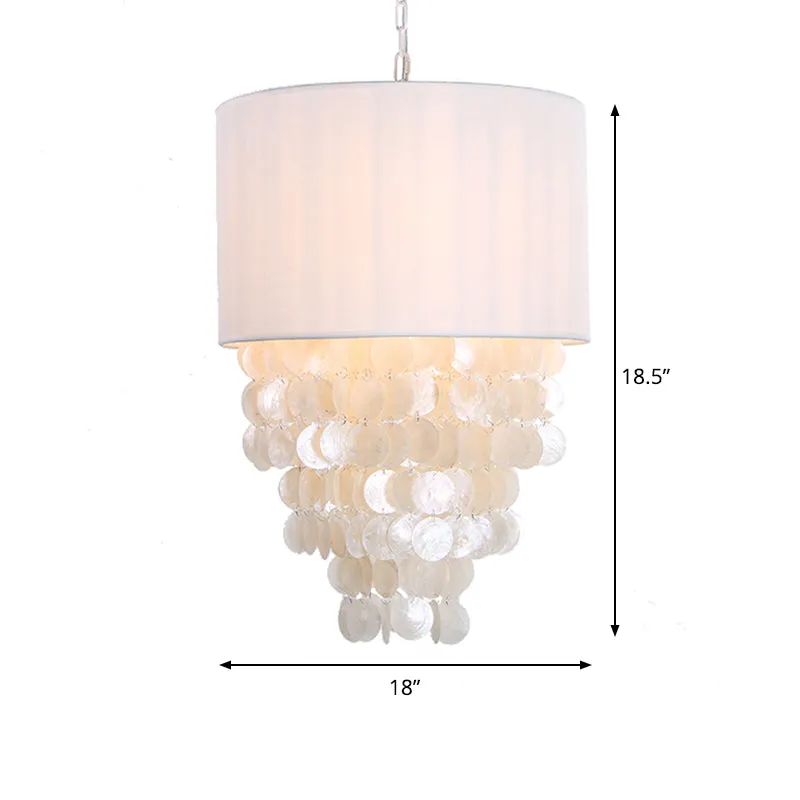 12"/18" Dia Drum Hanglampset Moderne Shell 4-lichts witte hangende hanglamp Clearhalo