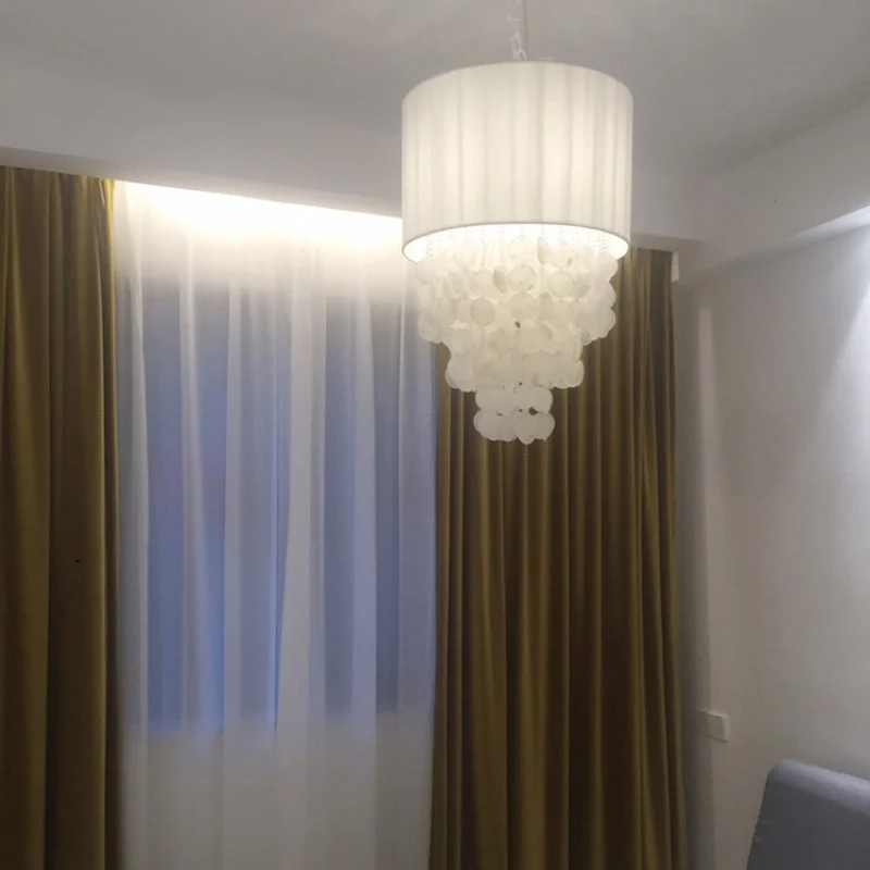 12"/18" Dia Drum Hanglampset Moderne Shell 4-lichts witte hangende hanglamp Clearhalo