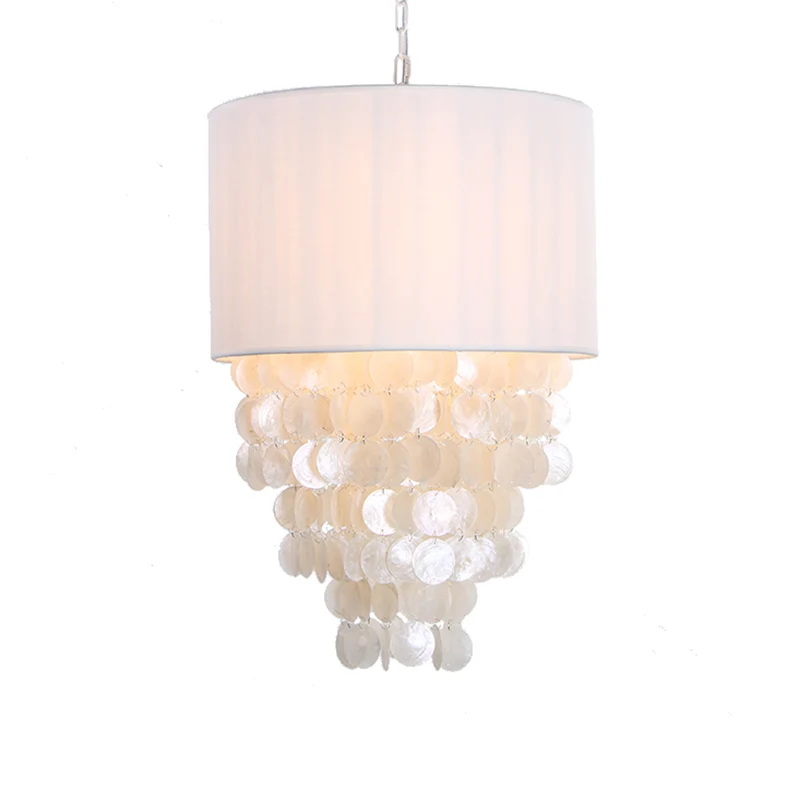 12"/18" Dia Drum Hanglampset Moderne Shell 4-lichts witte hangende hanglamp Clearhalo