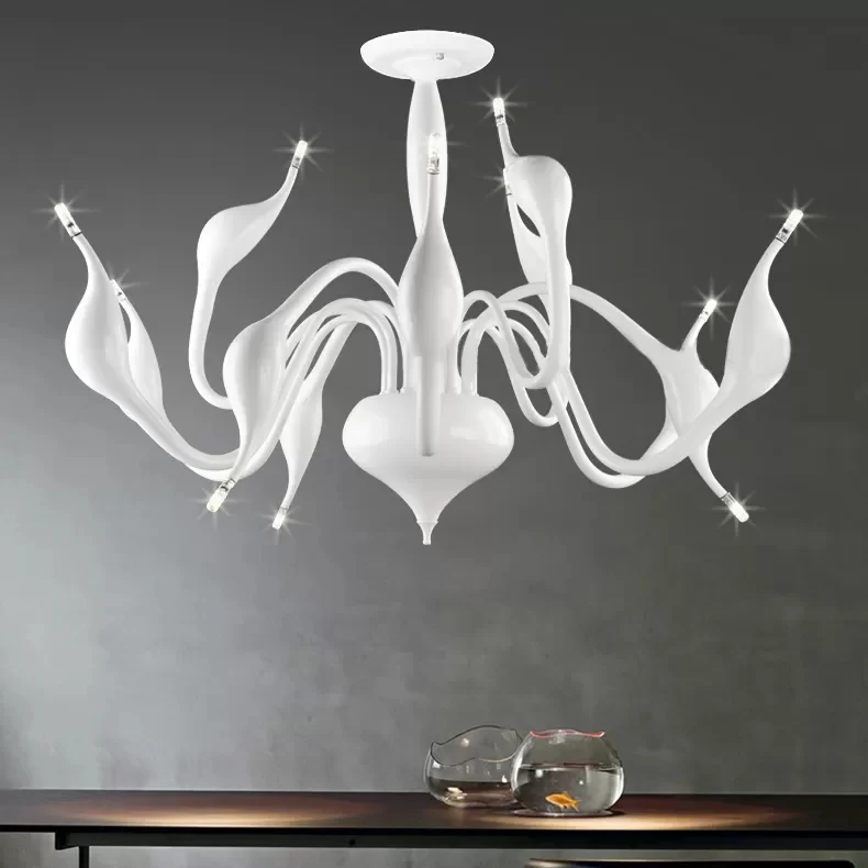 12/18 lichten woonkamer plafondkroonluchter met zwaan acryl kap witte ophanging hanger Clearhalo
