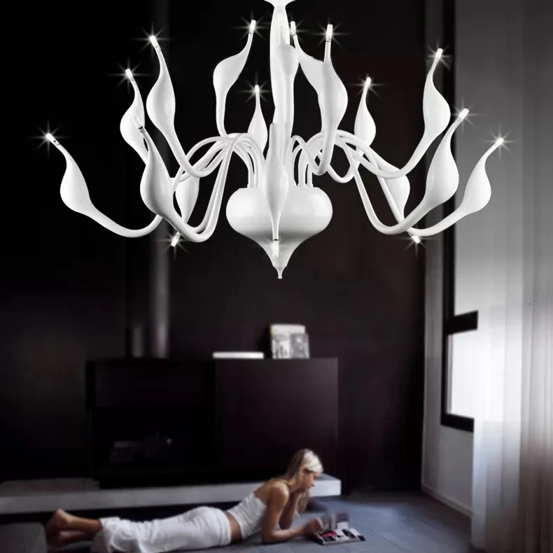 12/18 lichten woonkamer plafondkroonluchter met zwaan acryl kap witte ophanging hanger Clearhalo