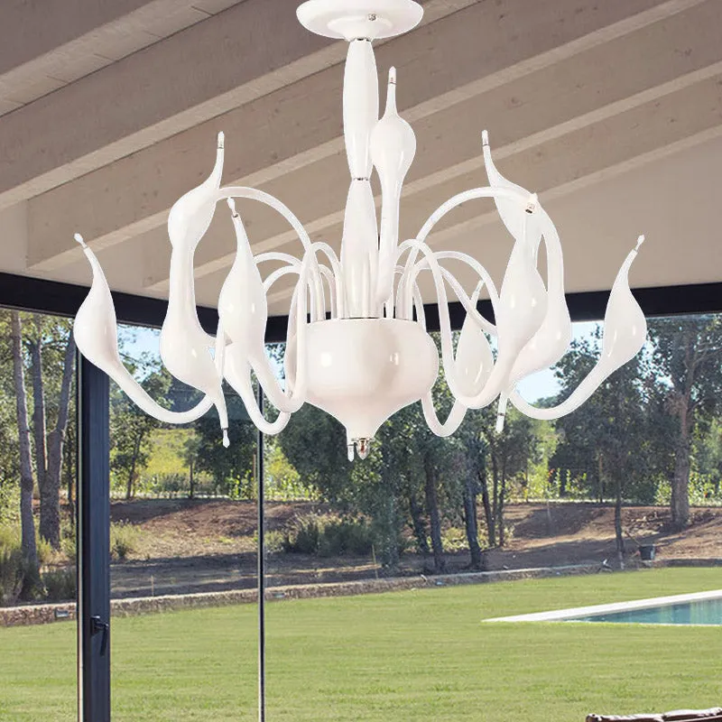 12/18 lichten woonkamer plafondkroonluchter met zwaan acryl kap witte ophanging hanger Clearhalo