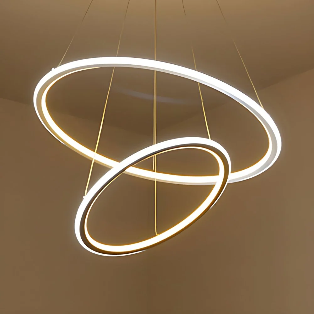 1/2/3 lampen woonkamer plafondhanger met cirkel acryl kap witte kroonluchter warm/wit/natuurlijk licht met verstelbaar sno...