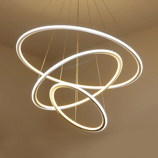 1/2/3 lampen woonkamer plafondhanger met cirkel acryl kap witte kroonluchter warm/wit/natuurlijk licht met verstelbaar sno...