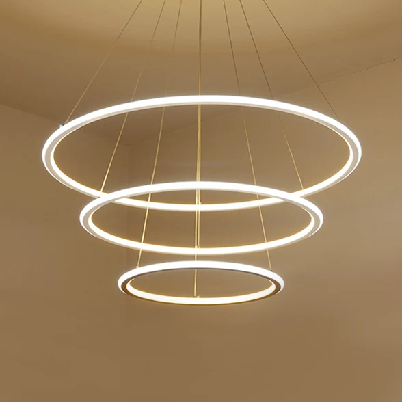 1/2/3 lampen woonkamer plafondhanger met cirkel acryl kap witte kroonluchter warm/wit/natuurlijk licht met verstelbaar sno...