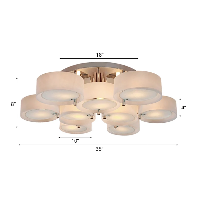 1/2/3 lichten woonkamer semi-inbouw plafondlamp met trommel acryl schaduw zilveren plafondlamp Clearhalo