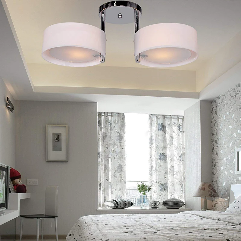 1/2/3 lichten woonkamer semi-inbouw plafondlamp met trommel acryl schaduw zilveren plafondlamp Clearhalo