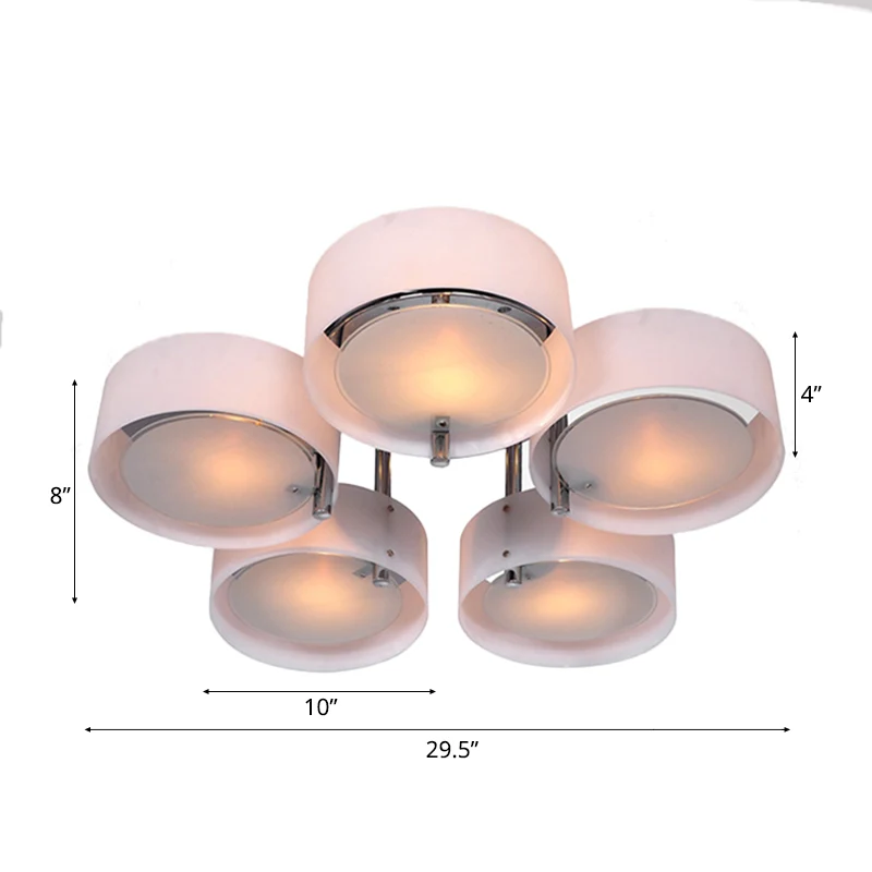 1/2/3 lichten woonkamer semi-inbouw plafondlamp met trommel acryl schaduw zilveren plafondlamp Clearhalo