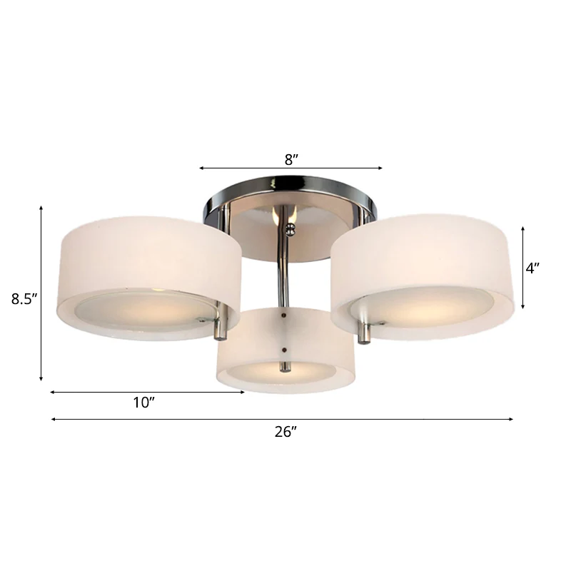 1/2/3 lichten woonkamer semi-inbouw plafondlamp met trommel acryl schaduw zilveren plafondlamp Clearhalo