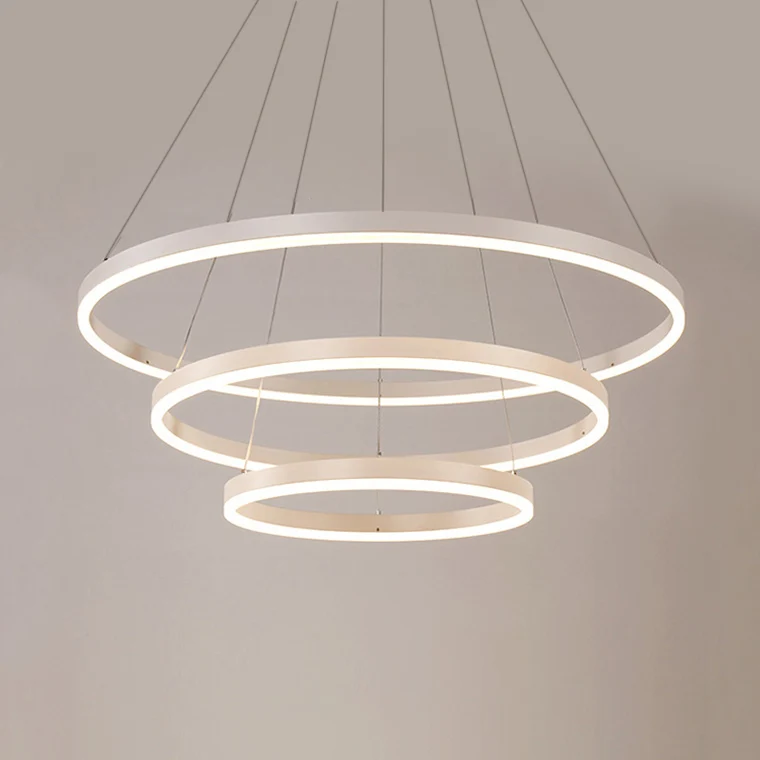 1/2/3-lichts woonkamer kroonluchter hanger met ring acryl kap bruin/zwart/wit plafondlamp warm/wit/natuurlijk licht Clearhalo