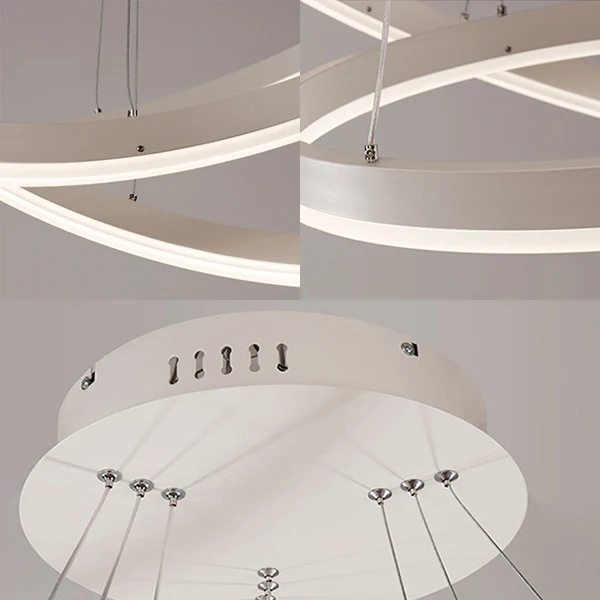 1/2/3-lichts woonkamer kroonluchter hanger met ring acryl kap bruin/zwart/wit plafondlamp warm/wit/natuurlijk licht Clearhalo