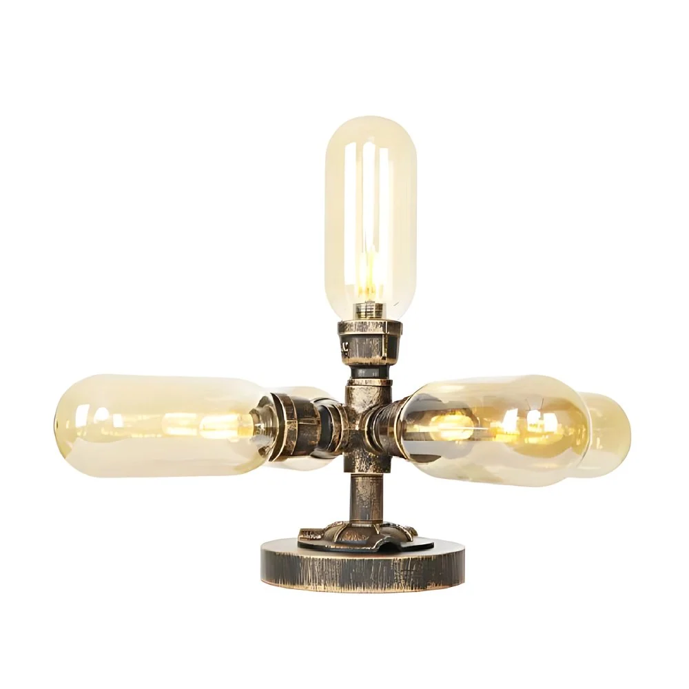 1/2/4-licht capsule/globe bureaulamp industriële helder/amber glazen tafellamp voor woonkamer antiek messing Clearhalo