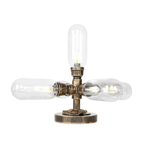 1/2/4-licht capsule/globe bureaulamp industriële helder/amber glazen tafellamp voor woonkamer antiek messing Clearhalo