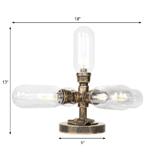 1/2/4-licht capsule/globe bureaulamp industriële helder/amber glazen tafellamp voor woonkamer antiek messing Clearhalo