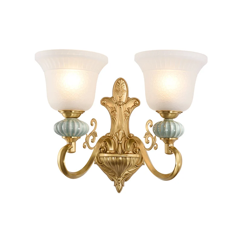 1/2-kops wandlamp met belkap opaalglas moderne stijlvolle woonkamer gouden wandkandelaarlamp Clearhalo