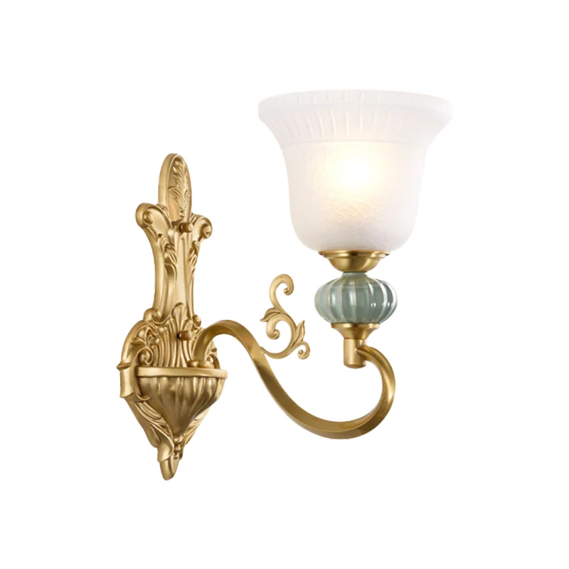 1/2-kops wandlamp met belkap opaalglas moderne stijlvolle woonkamer gouden wandkandelaarlamp Clearhalo