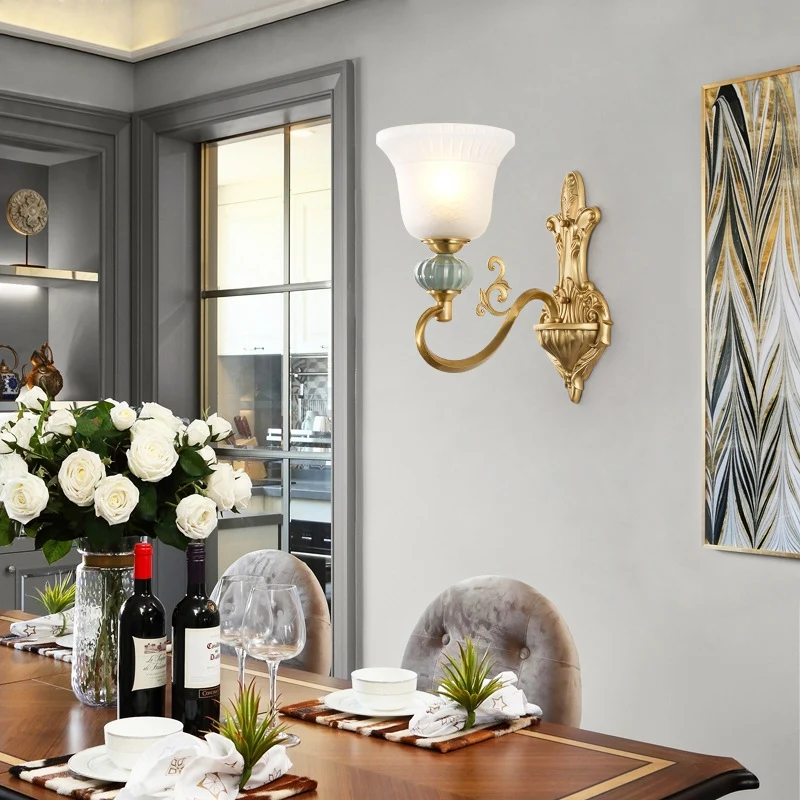 1/2-kops wandlamp met belkap opaalglas moderne stijlvolle woonkamer gouden wandkandelaarlamp Clearhalo