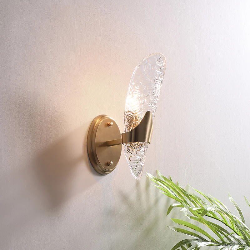 1/2-lampen zichtbare wandverlichting eigentijds getextureerd glas schanslicht messing voor eetkamer Clearhalo