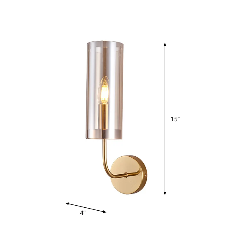 1/2-licht woonkamer wandmontage lamp retro messing blaker lichtarmatuur met champagne/lichtblauwe cilindrische glazen kap...