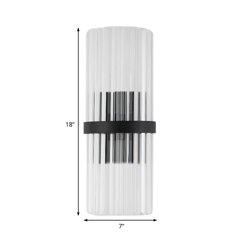1/2-lichts pijpwandverlichting modernistische metalen en kristallen schanslamp zwarte afwerking voor eetkamer Clearhalo