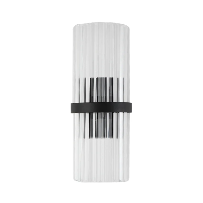 1/2-lichts pijpwandverlichting modernistische metalen en kristallen schanslamp zwarte afwerking voor eetkamer Clearhalo
