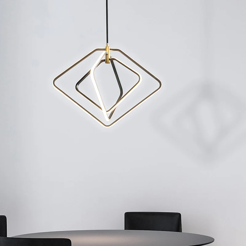 13"/16" W Rhombus Kroonluchter Lamp Modernisme Metalen Eetkamer LED Plafond Hanglamp zwart/wit Clearhalo