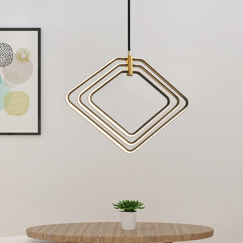 13"/16" W Rhombus Kroonluchter Lamp Modernisme Metalen Eetkamer LED Plafond Hanglamp zwart/wit Clearhalo