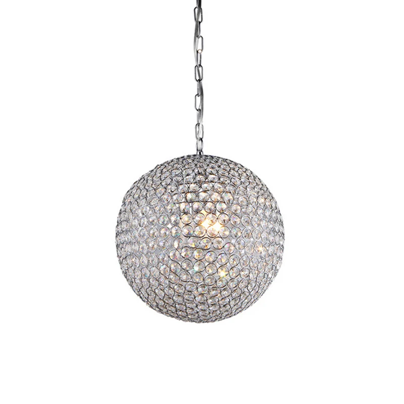 1/3/4/5-lichts slaapkamerkroonluchter met bolkristallen kap zilveren LED-hanglamp, diameter 6"/8"/12" Clearhalo