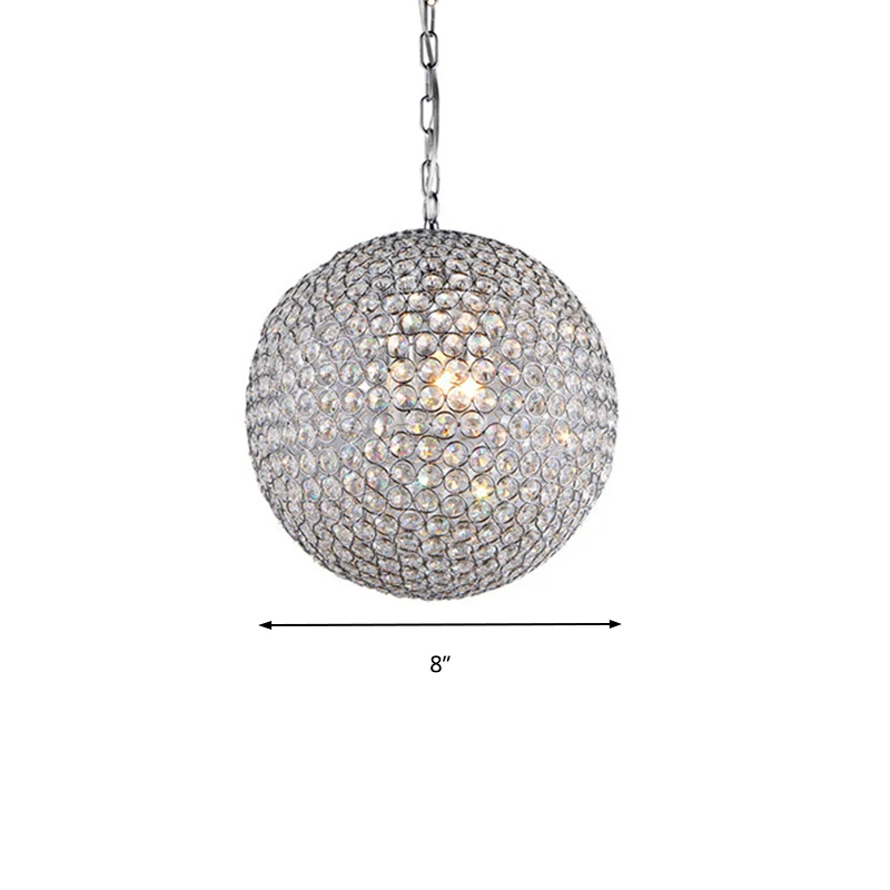 1/3/4/5-lichts slaapkamerkroonluchter met bolkristallen kap zilveren LED-hanglamp, diameter 6"/8"/12" Clearhalo