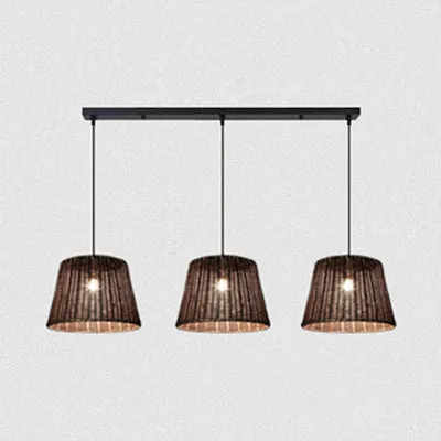 1/3-koppige restauranthanglamp met kegelrotankap Landelijke stijlvolle bruine hanglamp Clearhalo
