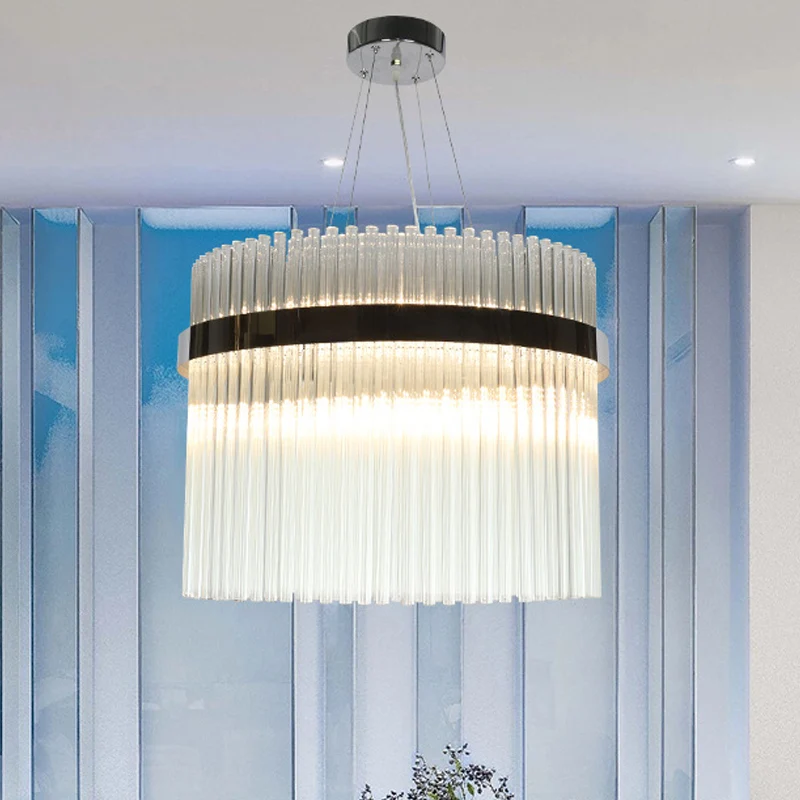 13-kops cilindrische plafondkroonluchter modernistische kristallen hanglampset chroom voor woonkamer Clearhalo