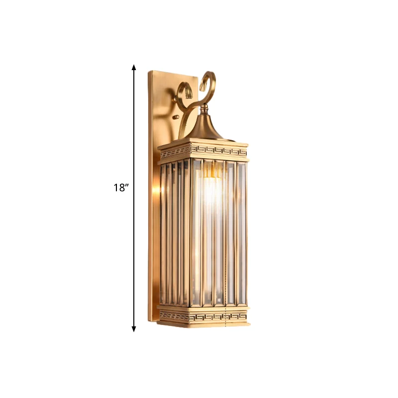 1/3-kops rechthoekige schans lichtarmatuur traditionele messing metalen wandlamp schans voor foyer, 18 "/24,5" H Clearhalo