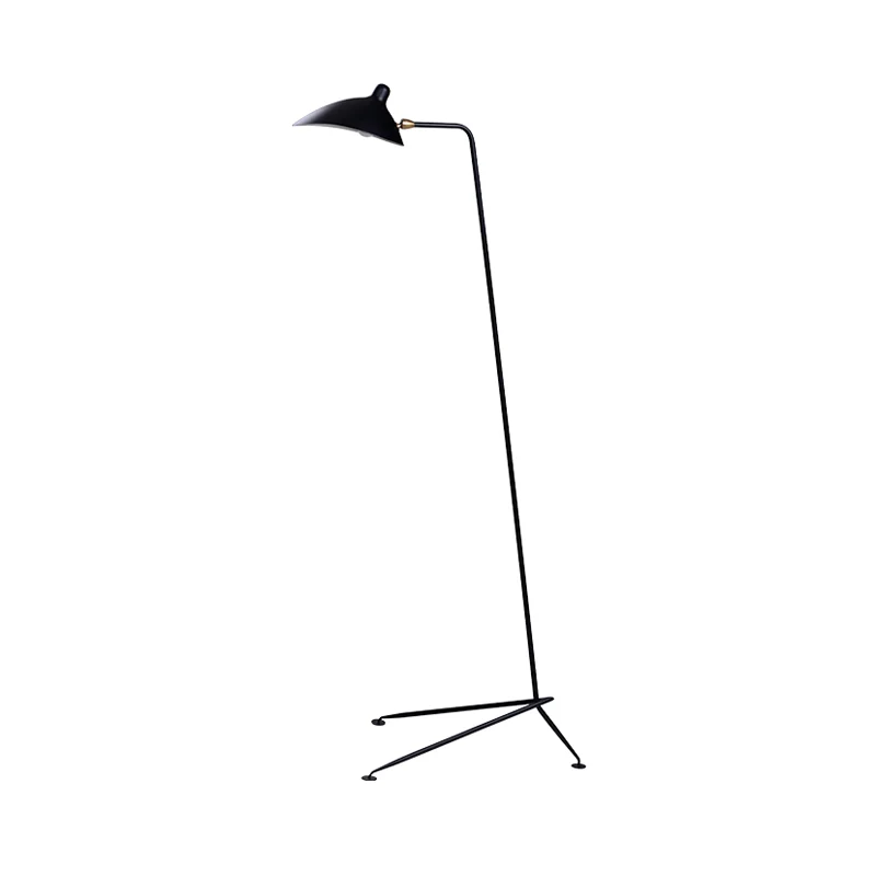 1/3-lichte woonkamer vloerlamp met eendenbek metalen kap moderne stijl zwarte afwerking staande lamp Clearhalo