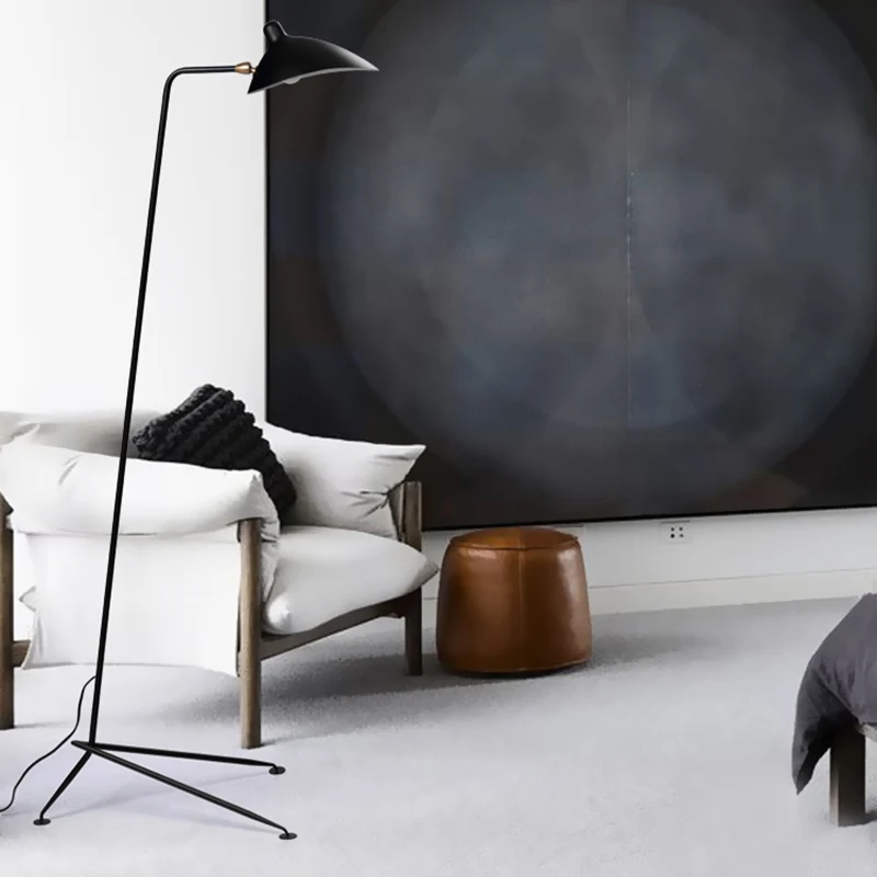 1/3-lichte woonkamer vloerlamp met eendenbek metalen kap moderne stijl zwarte afwerking staande lamp Clearhalo
