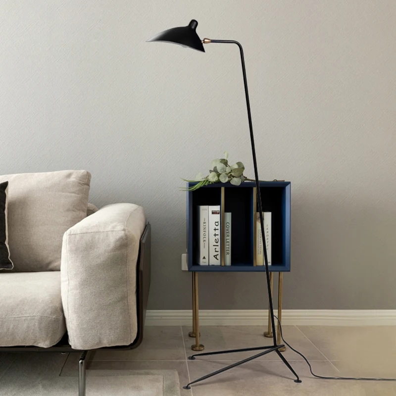1/3-lichte woonkamer vloerlamp met eendenbek metalen kap moderne stijl zwarte afwerking staande lamp Clearhalo