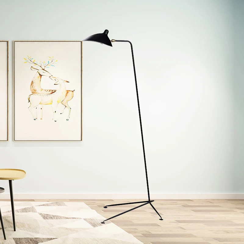 1/3-lichte woonkamer vloerlamp met eendenbek metalen kap moderne stijl zwarte afwerking staande lamp Clearhalo
