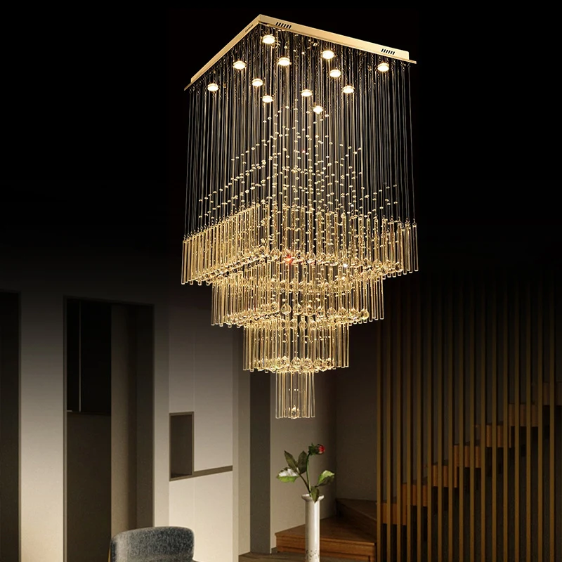 13-lichts kristallen hanglamp hedendaagse zilveren bollen en staven trap LED-cluster hanglamp Clearhalo