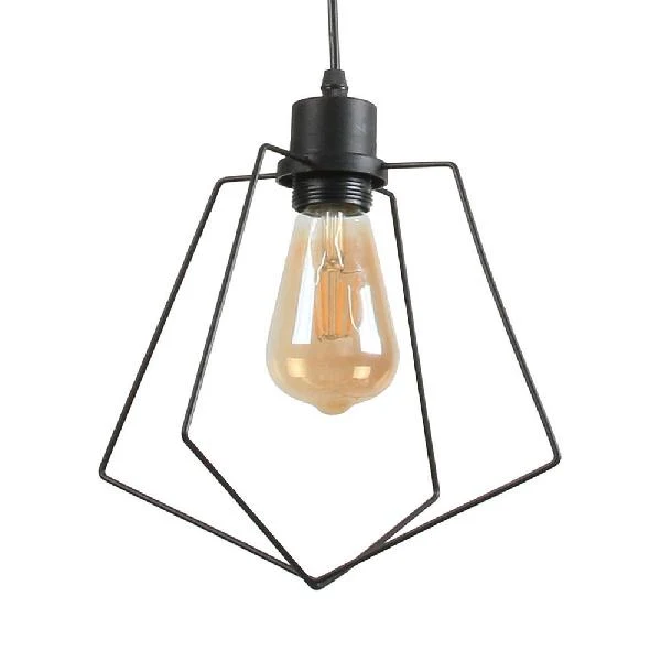 1/3-pack pentagon metalen hanglamp met draadframe loftstijl 1 licht binnenhanglamp zwart/gouden afwerking Clearhalo