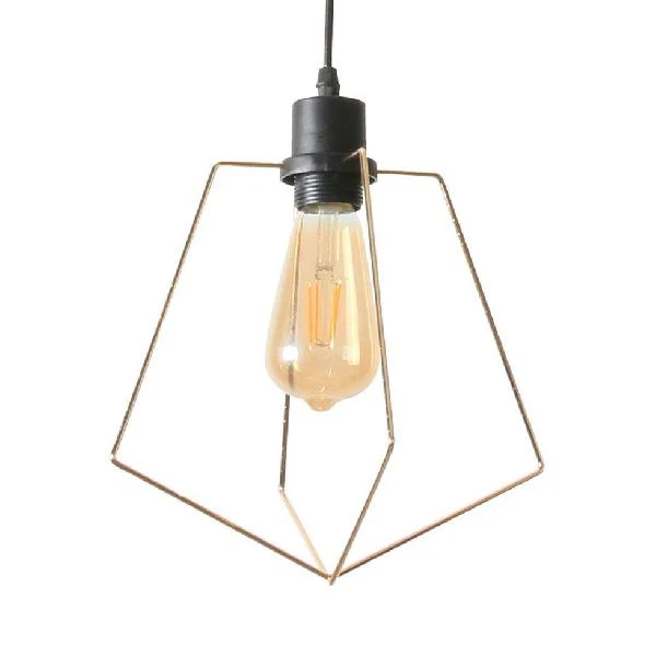 1/3-pack pentagon metalen hanglamp met draadframe loftstijl 1 licht binnenhanglamp zwart/gouden afwerking Clearhalo