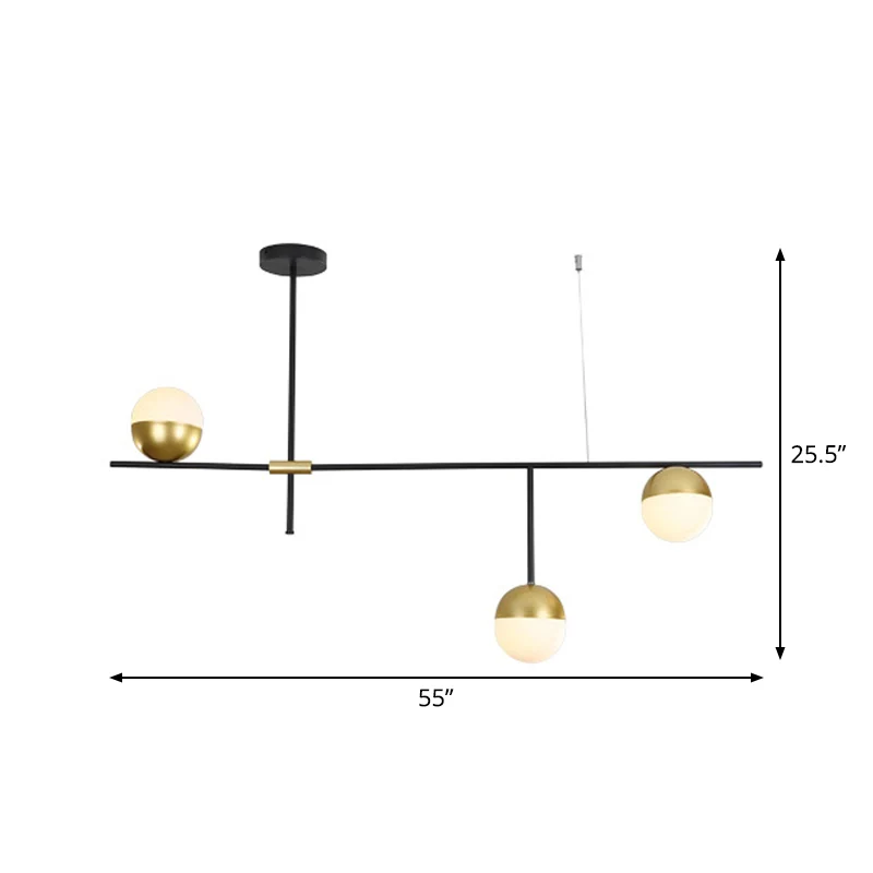 1/3-tier hangende kroonluchter postmoderne crèmekleurige bolglas 3/9 lampen zwart en goud plafondhanglamp Clearhalo