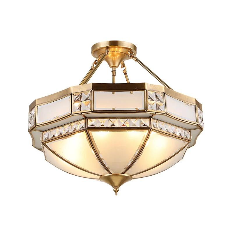 14"/18"/21,5" brede 3/4/6 lampen woonkamer plafondmontage armatuur klassiek goud semi-inbouw met gefacetteerde opaal glaze...
