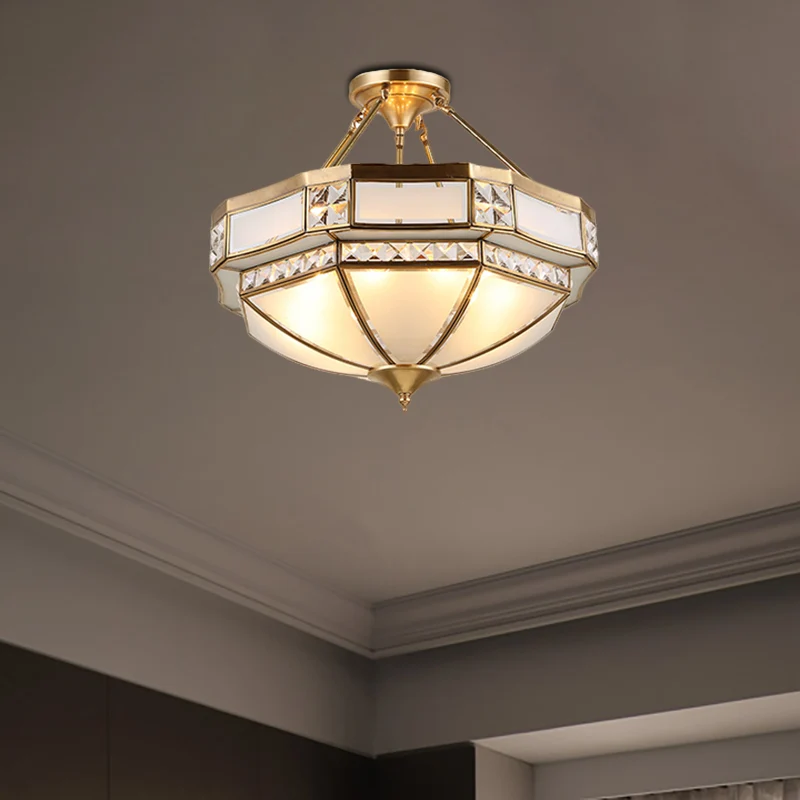 14"/18"/21,5" brede 3/4/6 lampen woonkamer plafondmontage armatuur klassiek goud semi-inbouw met gefacetteerde opaal glaze...