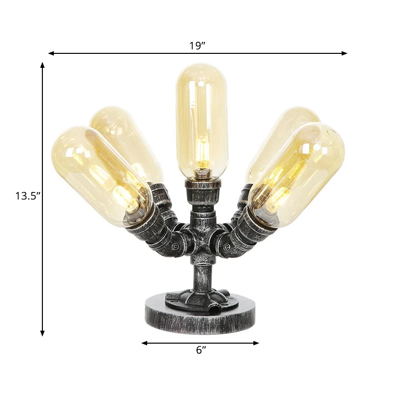 1/4/5-lamps capsule schaduwtafel met industriële helder/amberkleurige glazen nachtlamp voor slaapkamer Clearhalo