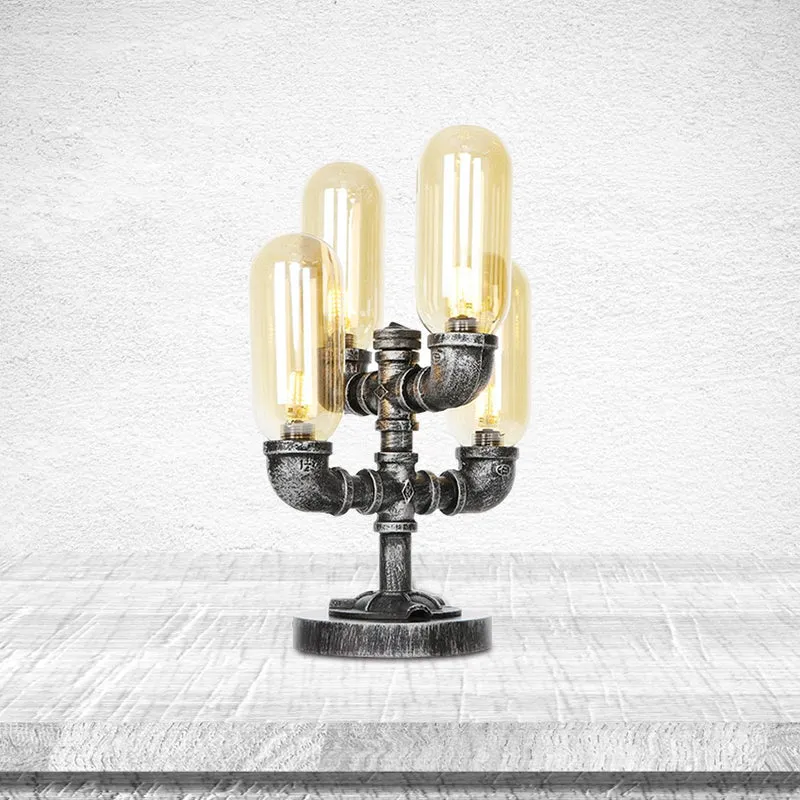 1/4/5-lamps capsule schaduwtafel met industriële helder/amberkleurige glazen nachtlamp voor slaapkamer Clearhalo