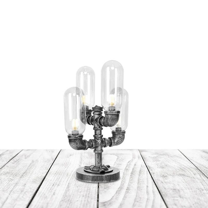 1/4/5-lamps capsule schaduwtafel met industriële helder/amberkleurige glazen nachtlamp voor slaapkamer Clearhalo