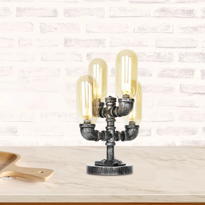 1/4/5-lamps capsule schaduwtafel met industriële helder/amberkleurige glazen nachtlamp voor slaapkamer Clearhalo