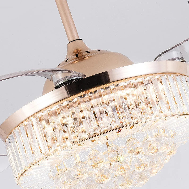 15"/18" brede cilindrische plafondventilator licht modernisme kristal LED goud Clearhalo