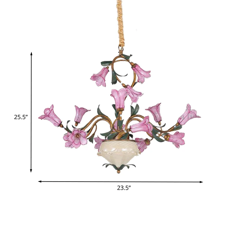 15-kops kroonluchterverlichting Amerikaanse tuinlelie metalen LED-hangende plafondlamp messing voor woonkamer Clearhalo