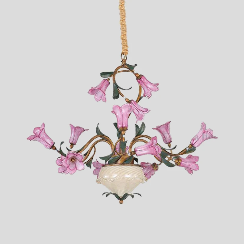 15-kops kroonluchterverlichting Amerikaanse tuinlelie metalen LED-hangende plafondlamp messing voor woonkamer Clearhalo